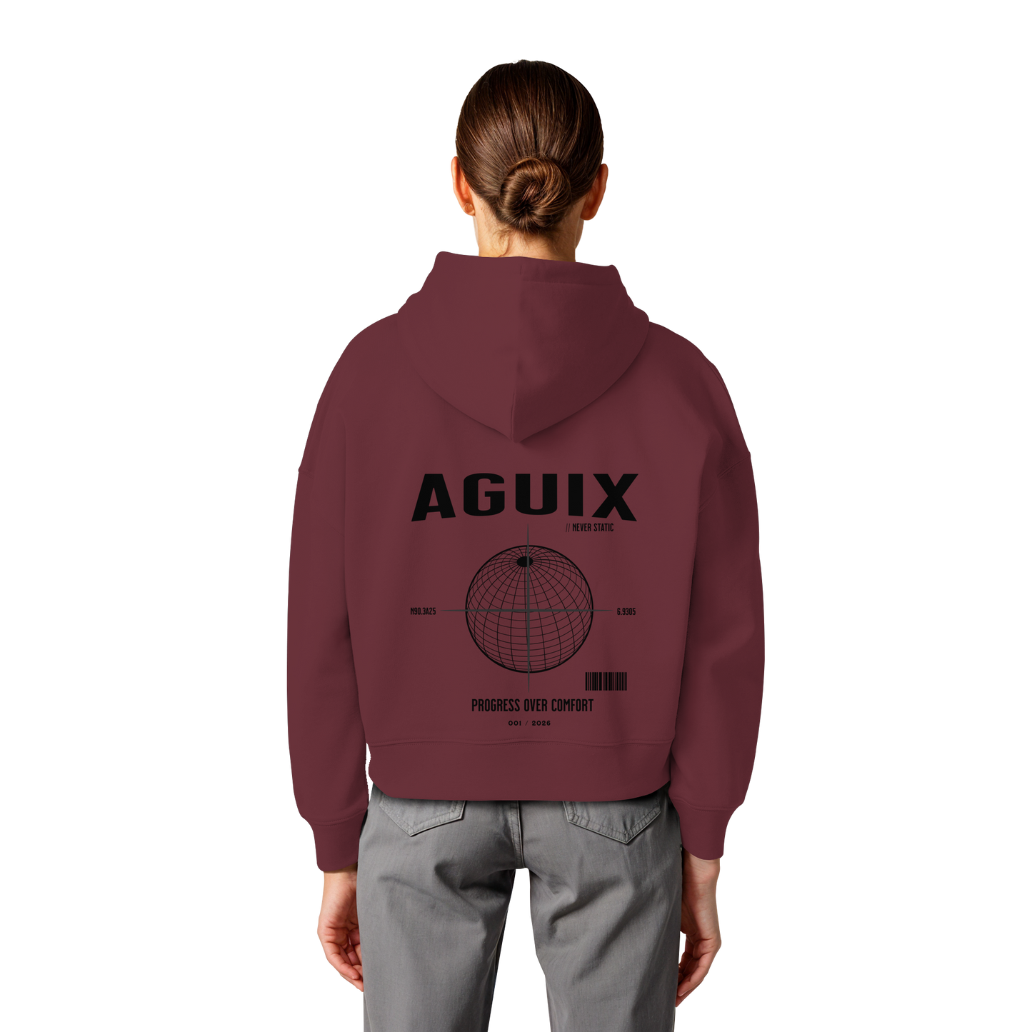 Never Static - Sudadera con Capucha Orgánica de Corte Ancho para Mujer